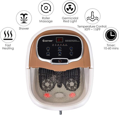 Portable Foot Spa Bath Massager with Motorized Rollers for Foot Stress Relief