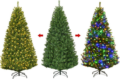 Pre-Lit Artificial Christmas Tree with Multicolored 150 LED Lights and Metal Stand
