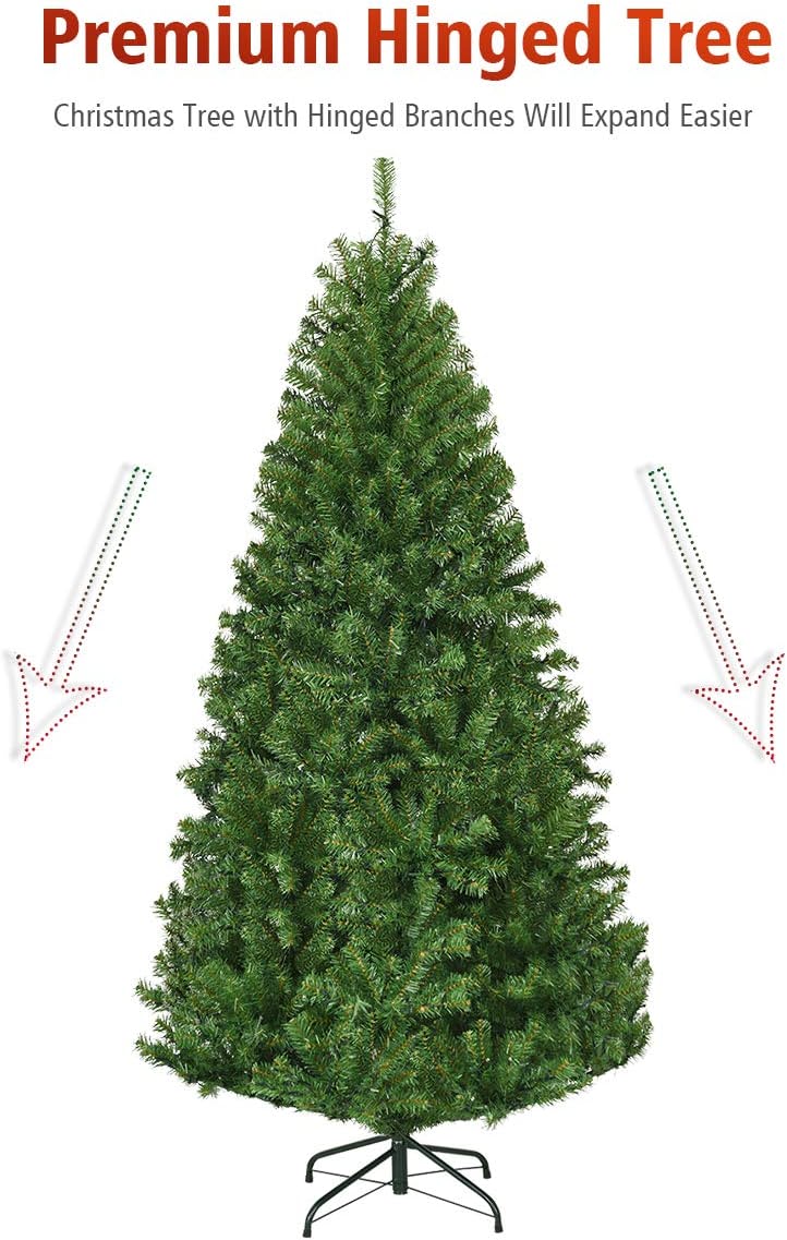 Pre-Lit Artificial Christmas Tree with Multicolored 150 LED Lights and Metal Stand