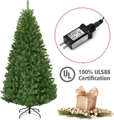 Pre-Lit Artificial Christmas Tree with Multicolored 150 LED Lights and Metal Stand