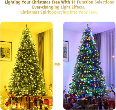 Pre-Lit Artificial Christmas Tree with Multicolored 150 LED Lights and Metal Stand