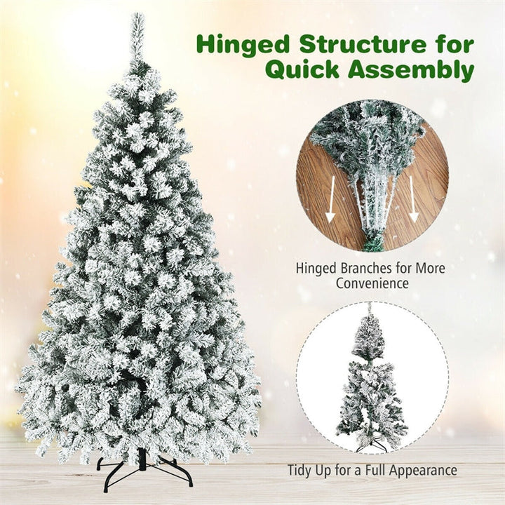 Pre-Lit PVC Snow Flocked Artificial Christmas Tree with LED Lights