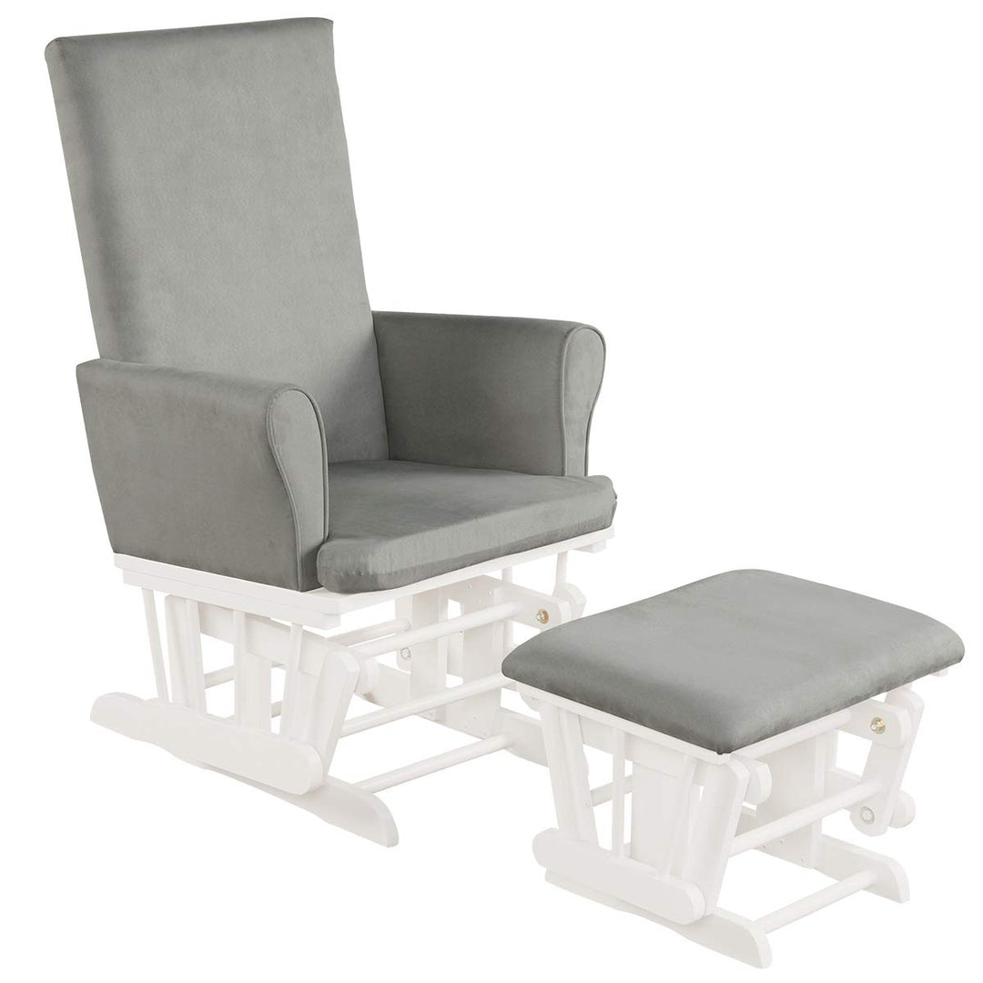 Premium Wood Baby Glider and Ottoman Cushion Set Nursery Rocker Rocking Chair with Padded Armrests