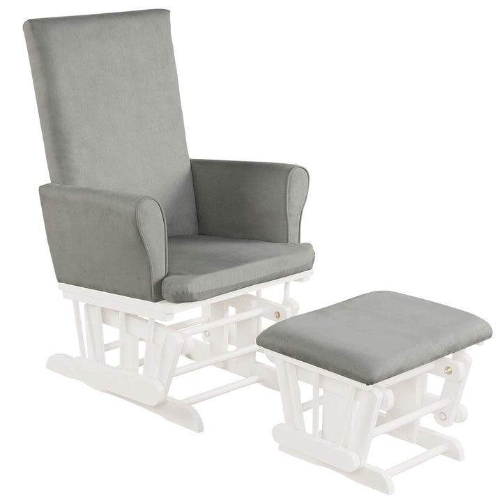 Premium Wood Baby Glider and Ottoman Cushion Set Nursery Rocker Rocking Chair with Padded Armrests