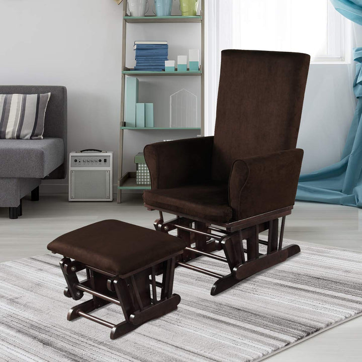 Premium Wood Baby Glider and Ottoman Cushion Set Nursery Rocker Rocking Chair with Padded Armrests