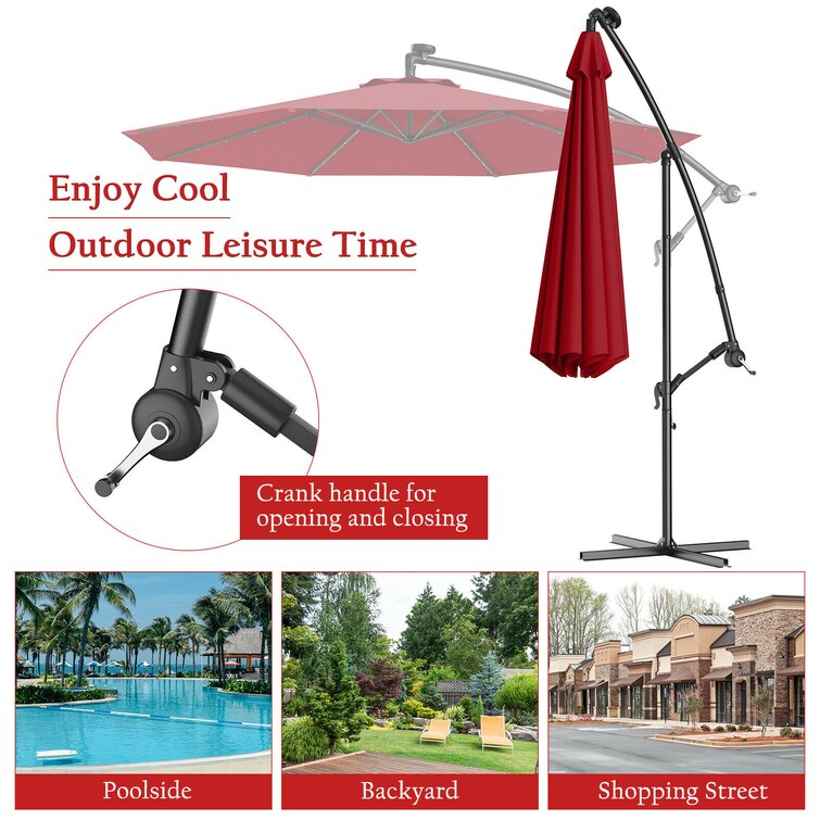 10ft Patio Offset Hanging Umbrella with Easy Tilt Adjustment