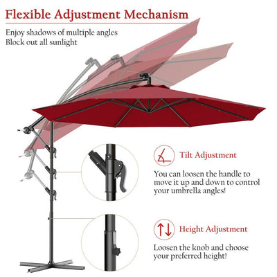 10ft Patio Offset Hanging Umbrella with Easy Tilt Adjustment