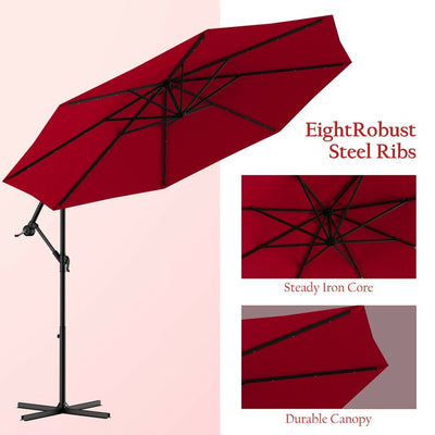 10ft Patio Offset Hanging Umbrella with Easy Tilt Adjustment