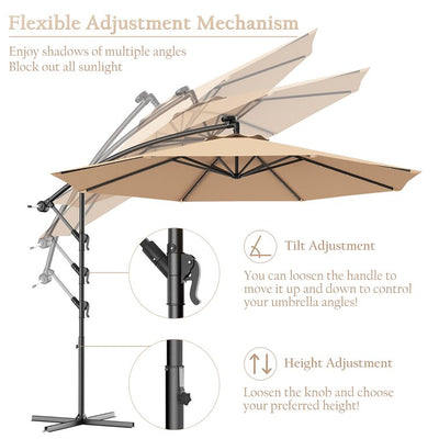 10ft Patio Offset Hanging Umbrella with Easy Tilt Adjustment