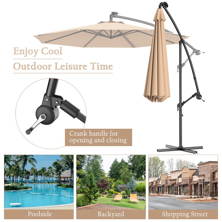 10ft Patio Offset Hanging Umbrella with Easy Tilt Adjustment