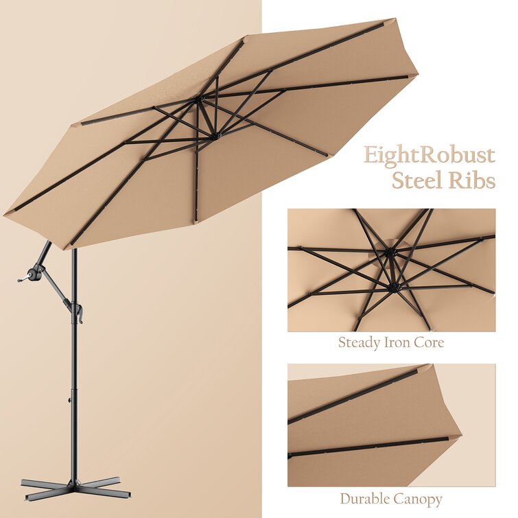 10ft Patio Offset Hanging Umbrella with Easy Tilt Adjustment