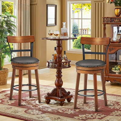 Set of 2 25.5 Inches 360-Degree Swivel Bar Stools Counter Height Dining Chair with Leather Padded Seat