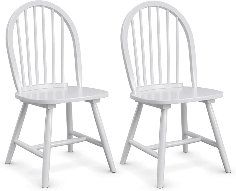 Set of 2 Vintage Windsor Wood Dining Chairs with Armless Spindle Back for Kitchen Dining Room