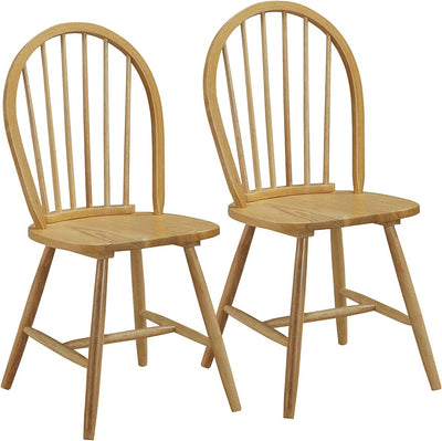 Set of 2 Vintage Windsor Wood Dining Chairs with Armless Spindle Back for Kitchen Dining Room