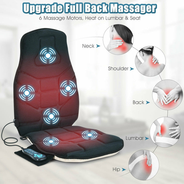 Shiatsu Back Massager Chair Pad Memory Foam Massager Seat Cushion with 5 Massage Programs and 3 Intensity Adjustment