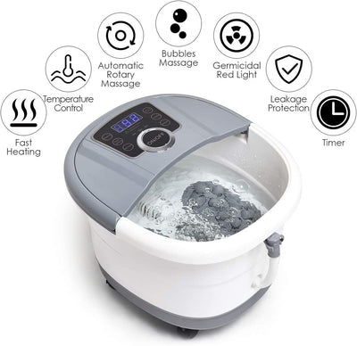 Shiatsu Portable Foot Spa Bath Massager with Heat and Motorized Rollers