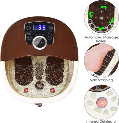 Shiatsu Portable Foot Spa Bath Massager with Heat and Motorized Rollers