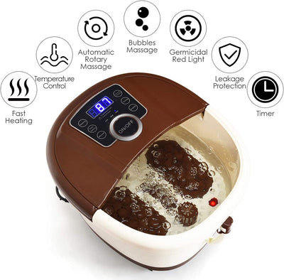 Shiatsu Portable Foot Spa Bath Massager with Heat and Motorized Rollers