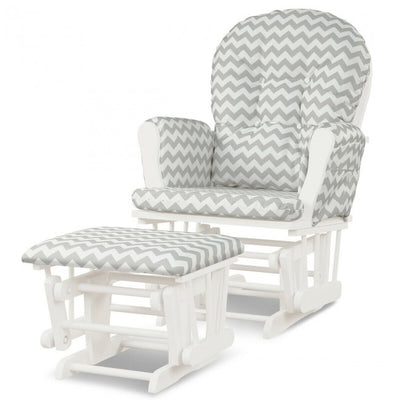 Premium Hoop Glider Rocking Chair Wood Baby Rocker Nursery Furniture With Padded Cushions and Storage Pockets