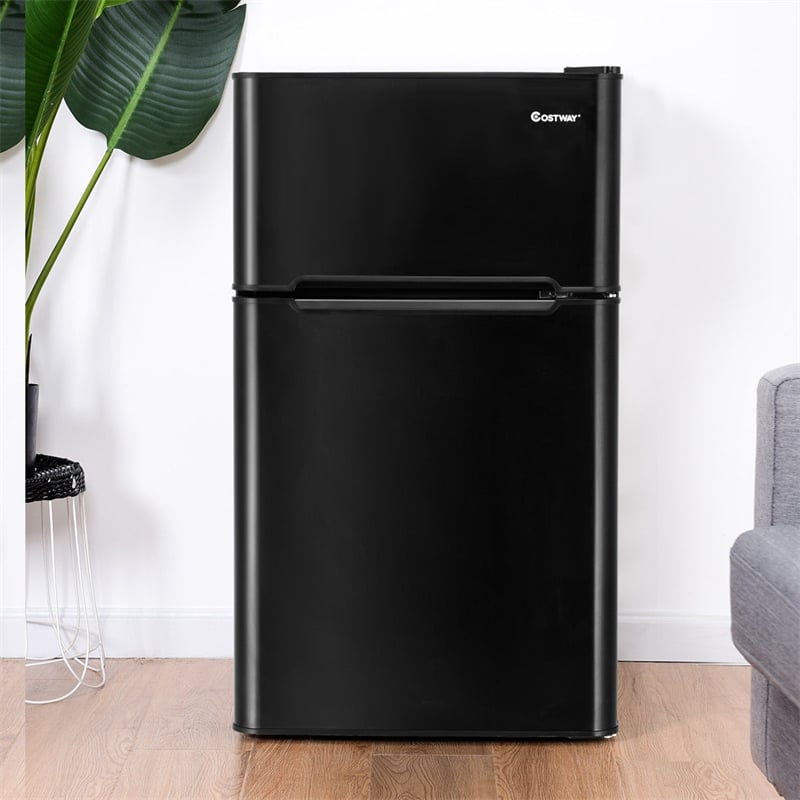 3.2 cu ft. Stainless Steel Compact Refrigerator 2-Door Mini Fridge Freezer Cooler for Dorm Office Apartment