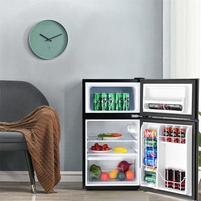 3.2 cu ft. Stainless Steel Compact Refrigerator 2-Door Mini Fridge Freezer Cooler for Dorm Office Apartment