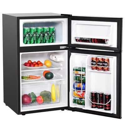 3.2 cu ft. Stainless Steel Compact Refrigerator 2-Door Mini Fridge Freezer Cooler for Dorm Office Apartment