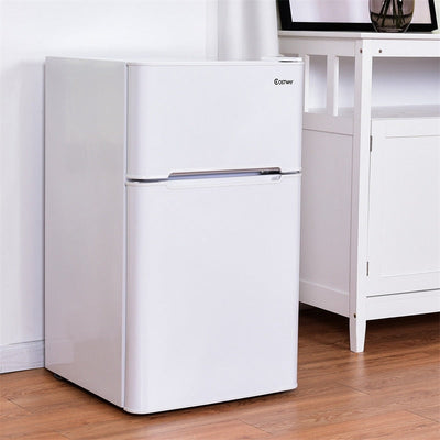 3.2 cu ft. Stainless Steel Compact Refrigerator 2-Door Mini Fridge Freezer Cooler for Dorm Office Apartment