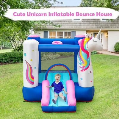Kids Unicorn Inflatable Bounce House with 480W Blower