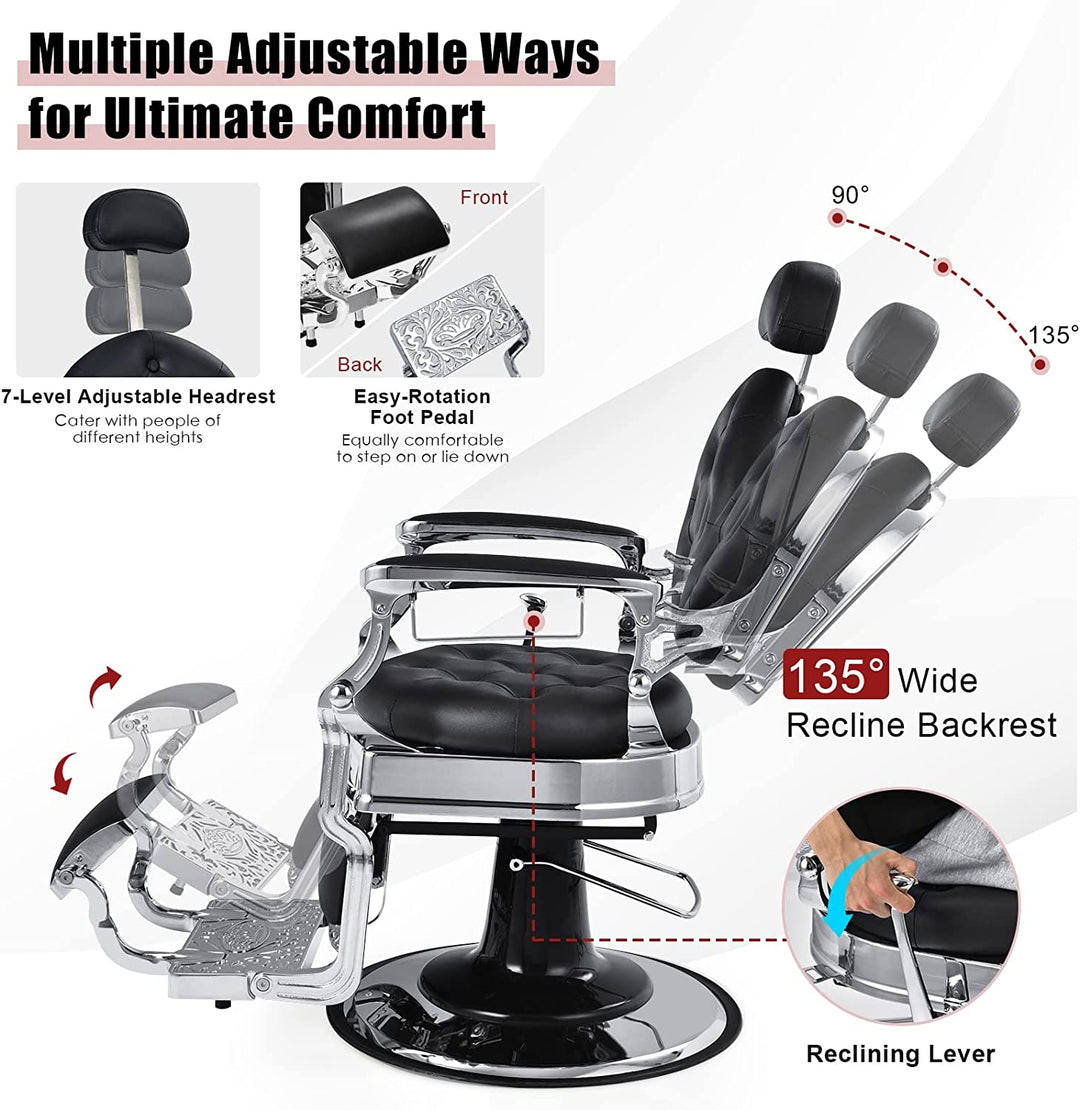 Chair Headrest Adjustable Barber Chair Vintage Barber Chair 360