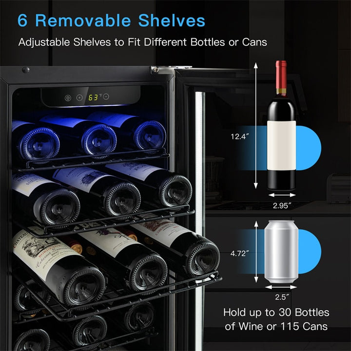 30 Bottles Wine Beverage Cooler Refrigerator 15 Stainless Steel Built Chairliving