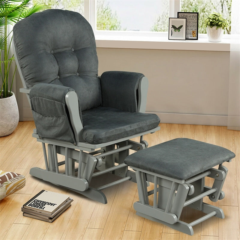 Premium Hoop Glider Rocking Chair Wood Baby Rocker Nursery Furniture W ...