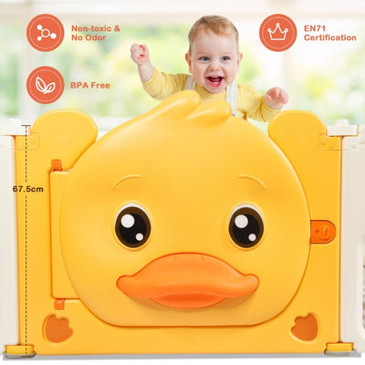 Yellow Duck Baby Playpen 16-Panel Portable Baby Play Yards