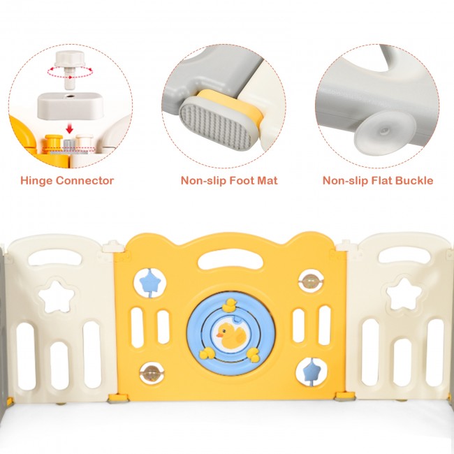 Yellow Duck Baby Playpen 16-Panel Portable Baby Play Yards