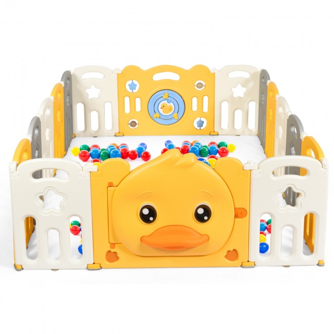 Yellow Duck Baby Playpen 16-Panel Portable Baby Play Yards