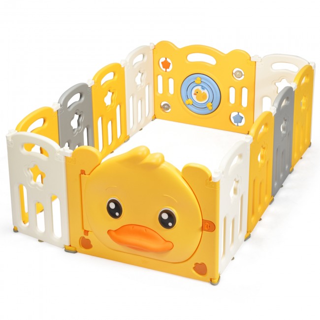Yellow Duck Baby Playpen 16-Panel Portable Baby Play Yards