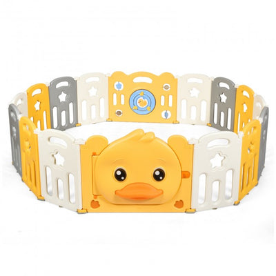 Yellow Duck Baby Playpen 16-Panel Portable Baby Play Yards