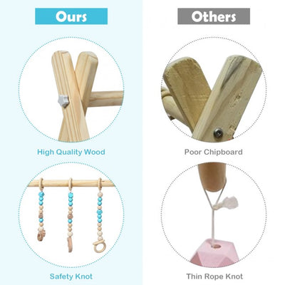 Wooden Baby Play Center with 3 Hanging Toys