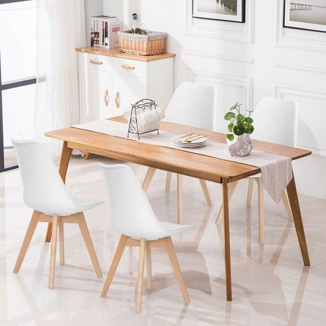 Set of 4 Dining Chairs Mid Century Modern Shell PU Seat with Wooden Leg