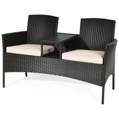 Modern Patio Set with Built-in Coffee Table and Cushions