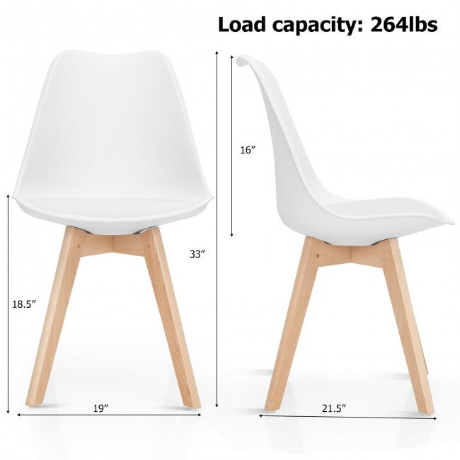 Set of 4 Dining Chairs Mid Century Modern Shell PU Seat with Wooden Leg