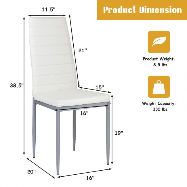 4 Pieces PVC Elegant Design Leather Dining Chairs Side Chairs