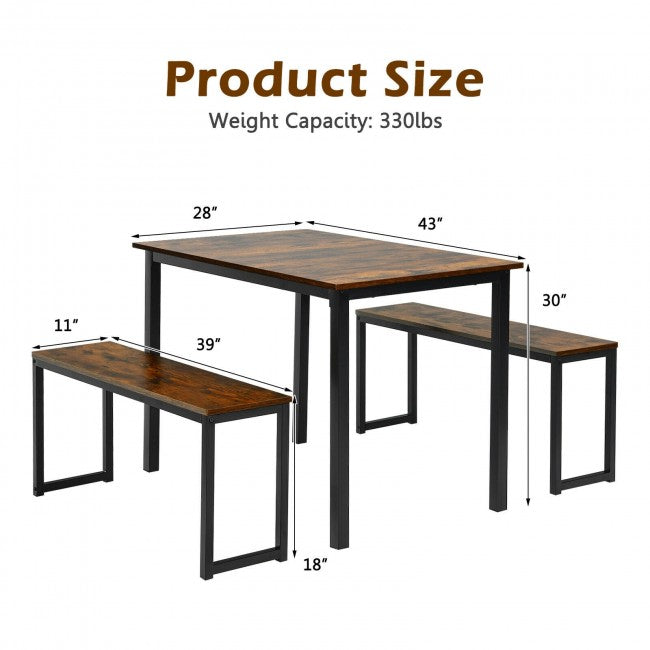 3 Pcs Kitchen Dining Table Set for Limited Space