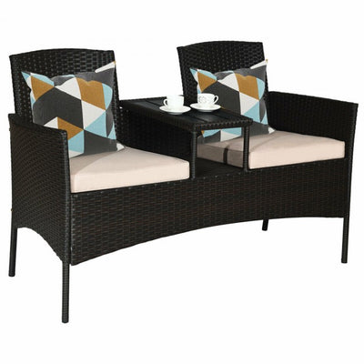 Modern Patio Set with Built-in Coffee Table and Cushions