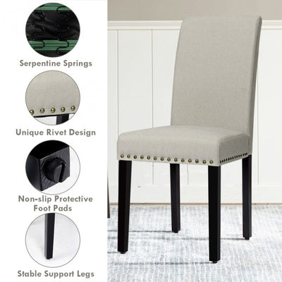 Set of 2 Fabric Upholstered Dining Chair with Sturdy Wooden Legs