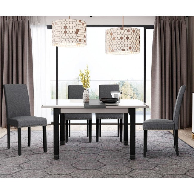 Set of 2 Fabric Upholstered Dining Chair with Sturdy Wooden Legs