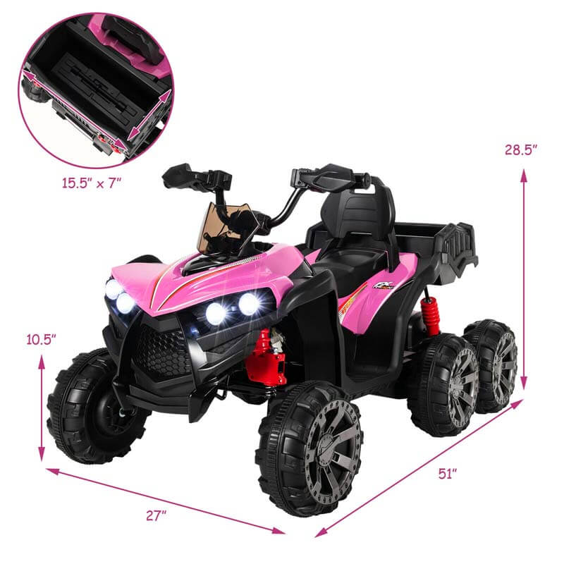 12V Kids Ride On ATV 6-Wheeler Electric Quad Car with 4WD and Trunk