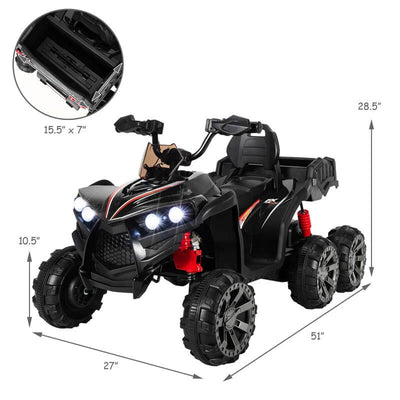 12V Kids Ride On ATV 6-Wheeler Electric Quad Car with 4WD and Trunk