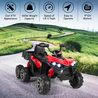 12V Kids Ride On ATV 6-Wheeler Electric Quad Car with 4WD and Trunk