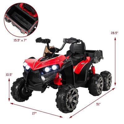 12V Kids Ride On ATV 6-Wheeler Electric Quad Car with 4WD and Trunk