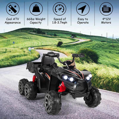 12V Kids Ride On ATV 6-Wheeler Electric Quad Car with 4WD and Trunk